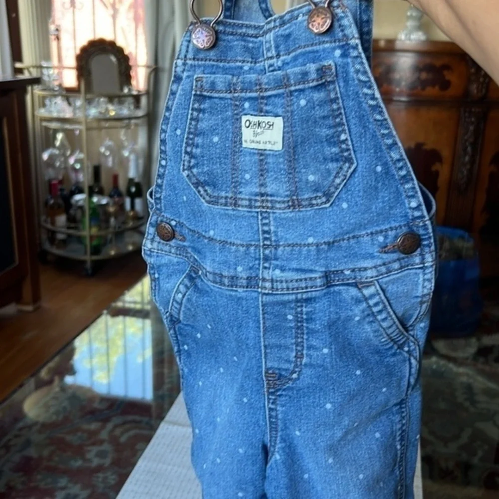 OshKosh B’gosh 4T Polka Dot Denim Overalls